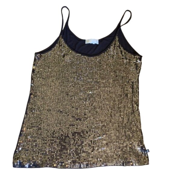 Michael Kors Camisole Choc. Browns, Shiny Metallic Sequins, Stunning, sz XL - Picture 2 of 13